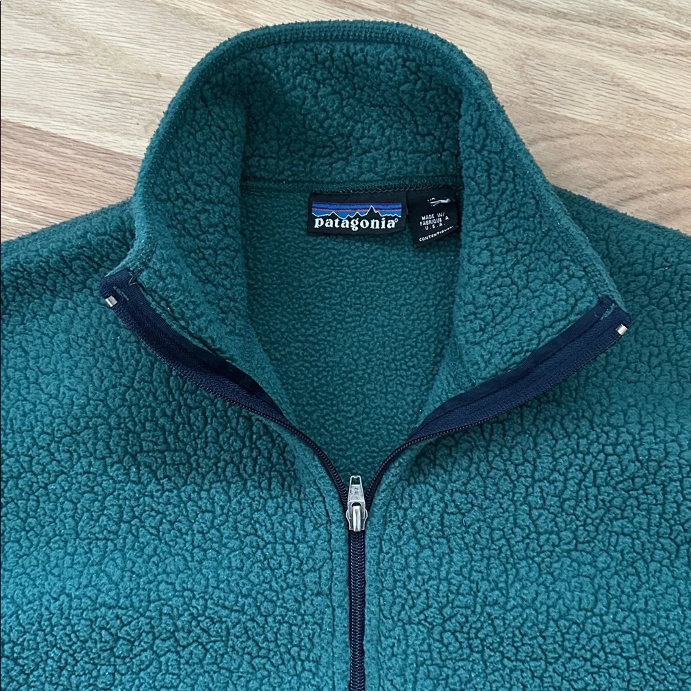Patagonia vintage 1/2 zip pullover green fleece jacket size XS